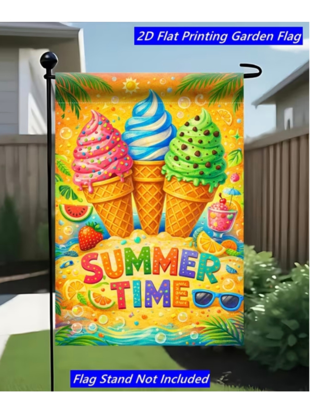 Summer Time Garden Flag One Size Yellow Multi-color